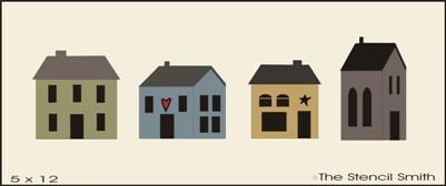 Saltbox Houses - 4 sheet - The Stencilsmith