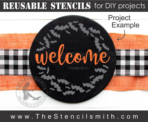6946 - welcome (bat wreath) - The Stencilsmith