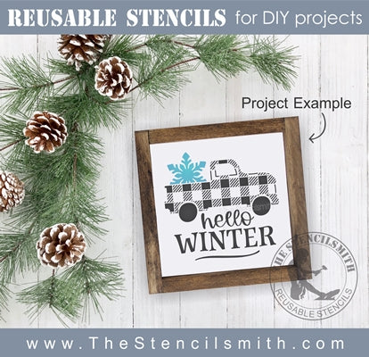 7068 - hello winter (plaid truck) - The Stencilsmith