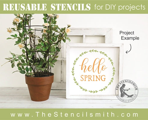 7287 - hello spring (wreath) - The Stencilsmith