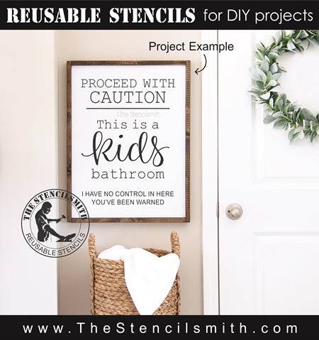 7311 - Proceed with Caution - Kids Bathroom - The Stencilsmith