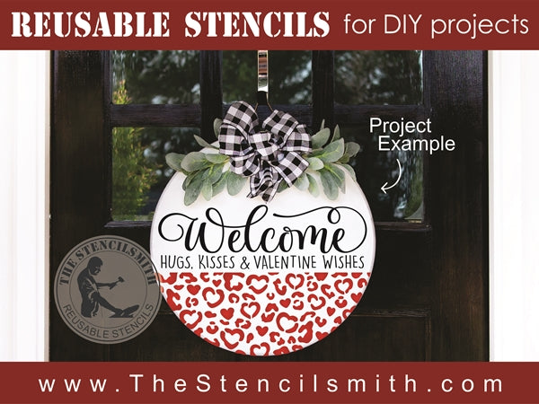 7923 - Welcome hugs, kisses (heart leopard) - The Stencilsmith