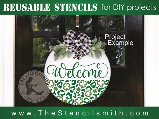 7934 - Welcome (shamrock leopard) - The Stencilsmith