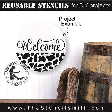 7965 - Welcome (cow print) - The Stencilsmith