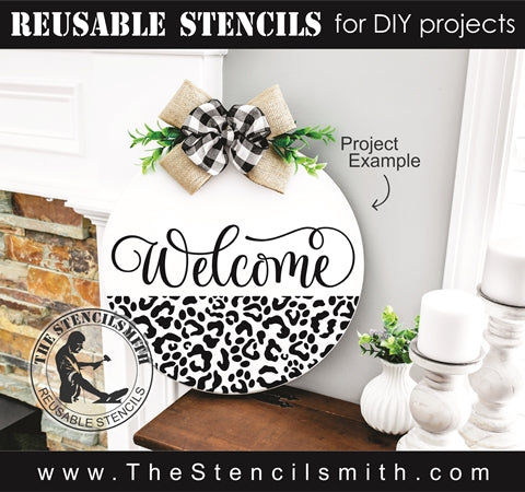 7973 - Welcome (paw print leopard) - The Stencilsmith
