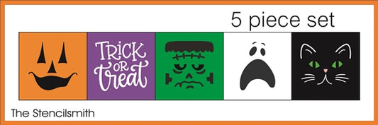 8324 -Trick or Treat Faces - 5pc set - The Stencilsmith