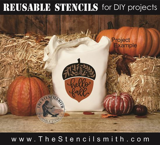 8424 - hello fall acorn - The Stencilsmith