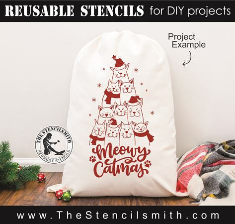 Meow-y Christmas Stencil by Studior12 DIY Cat Lover Holiday 