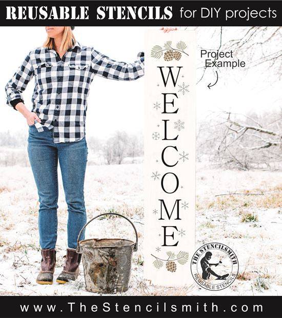 8563 - welcome (pine cones) - The Stencilsmith