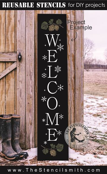 8563 - welcome (pine cones) - The Stencilsmith