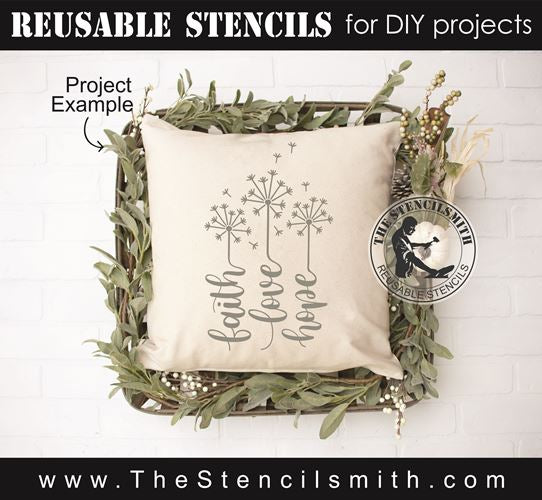 8626 - faith love hope dandelions - The Stencilsmith