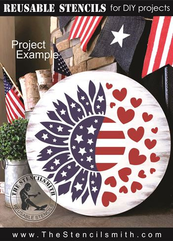 8844 - Patriotic Sunflower Stencil - The Stencilsmith