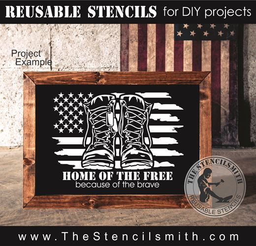 8854 Home of the Free boots Stencil - The Stencilsmith