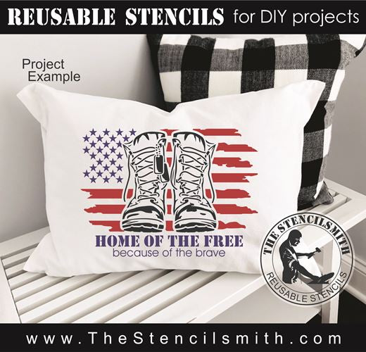 8854 Home of the Free boots Stencil - The Stencilsmith