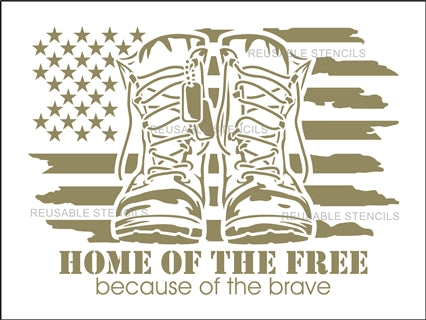 8854 Home of the Free boots Stencil - The Stencilsmith