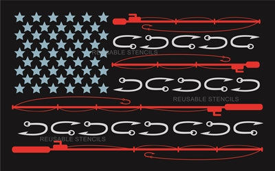 8855 - fishing flag stencil - The Stencilsmith