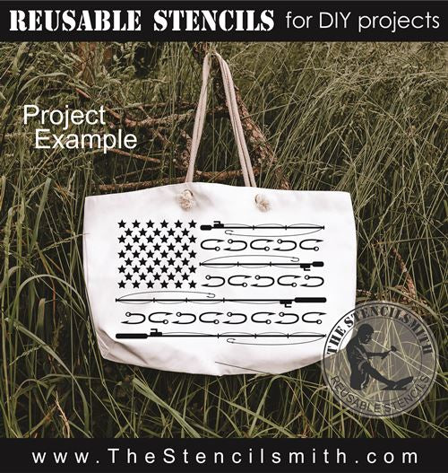 8855 - fishing flag stencil - The Stencilsmith