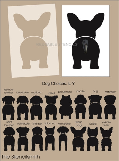 8857 Dog Butt leash stencil - The Stencilsmith