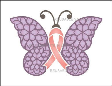 8864 awareness ribbon butterfly stencil - The Stencilsmith