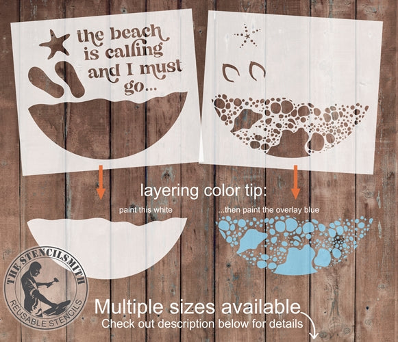 8849 the beach is calling stencil - The Stencilsmith