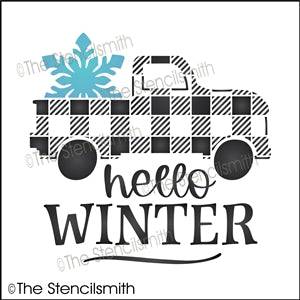 7068 - hello winter (plaid truck) - The Stencilsmith