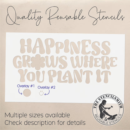 10009 Happiness Grows Retro Stencil - The Stencilsmith