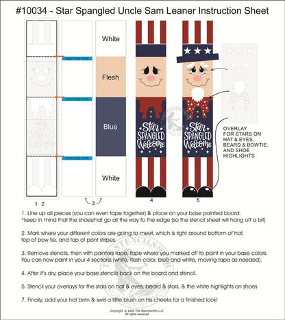 10031 Star Spangled Welcome Uncle Sam Leaner Stencil