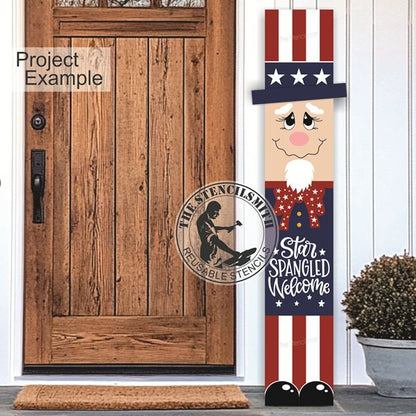 10031 Star Spangled Welcome Uncle Sam Leaner Stencil