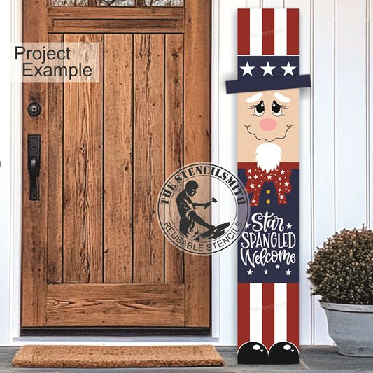 10031 Star Spangled Welcome Uncle Sam Leaner Stencil