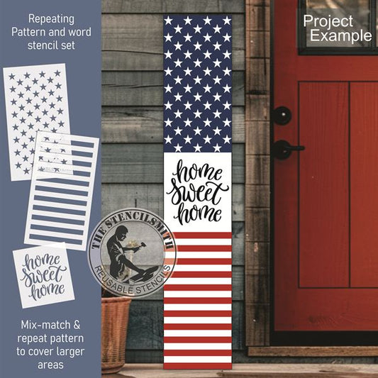 10040 Home Sweet Home Patriotic Pattern Stencil Set