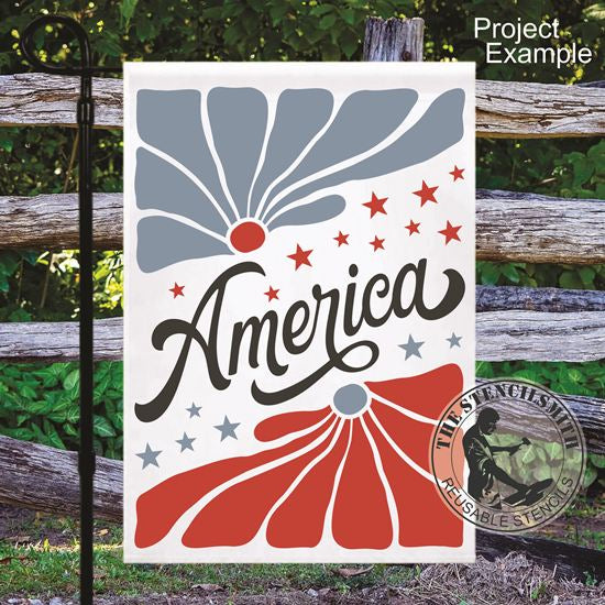 10042 America Flower Stencil