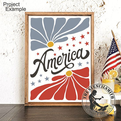 10042 America Flower Stencil