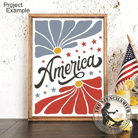 10042 America Flower Stencil