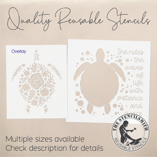 10044 She Rides The Waves Turtle Stencil - The Stencilsmith