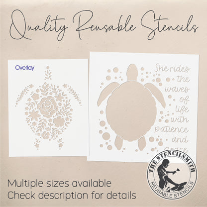 10044 She Rides The Waves Turtle Stencil - The Stencilsmith