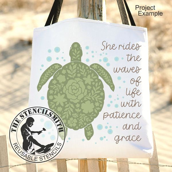 10044 She Rides The Waves Turtle Stencil