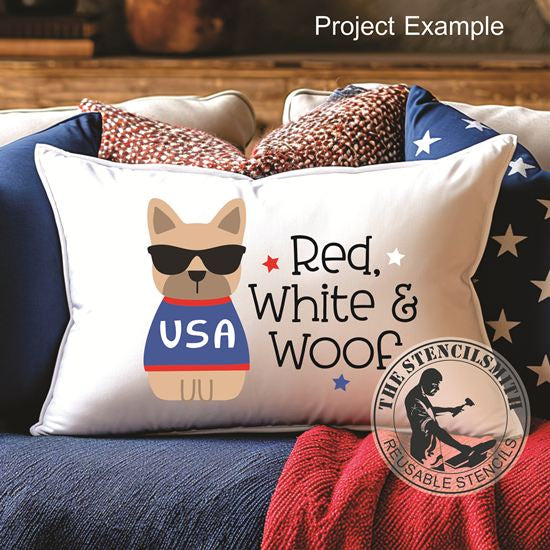 10049 Red, White & Woof Stencil