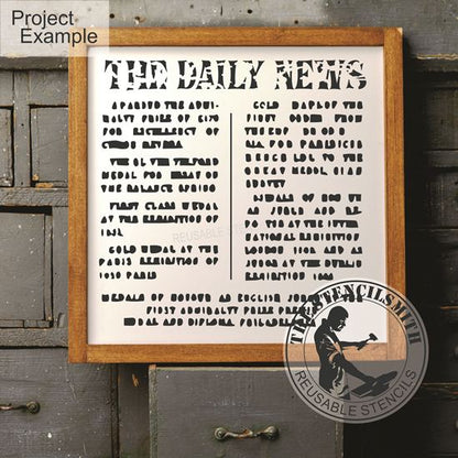 10068 Vintage Newspaper Print Stencil