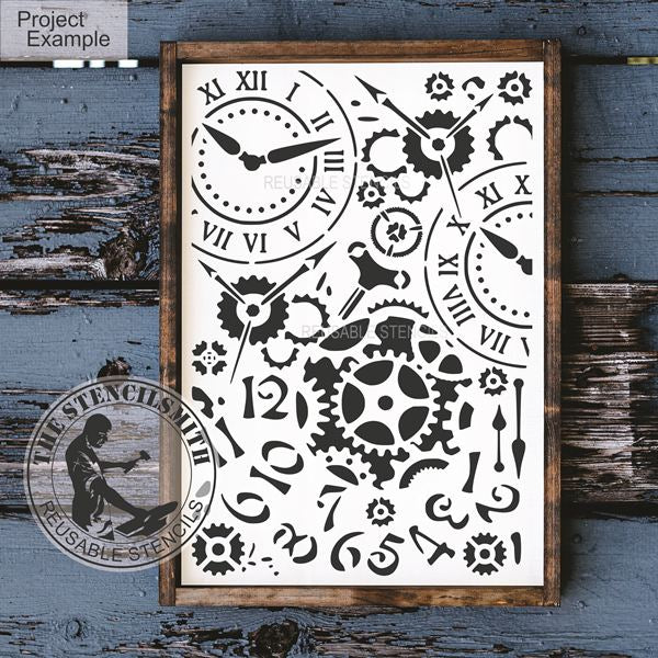 10070 Vintage Steampunk Gears Stencil X-Large