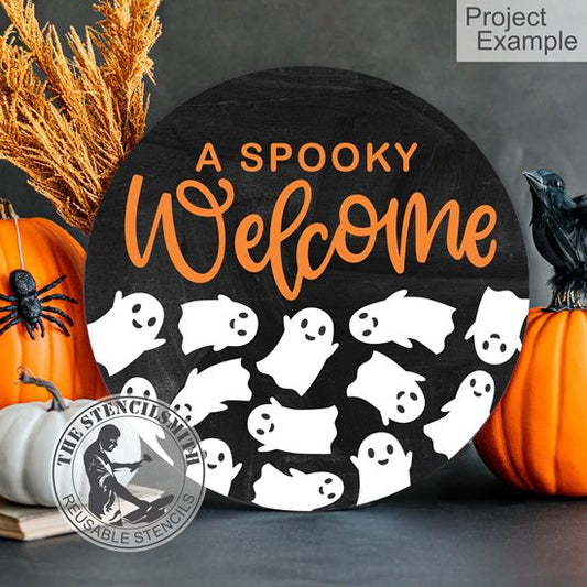 10096 A Spooky Welcome Ghost Stencil - The Stencilsmith