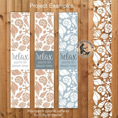 10109 Relax You're On Beach Time Seashell Pattern Stencil Set