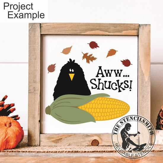 10143 Aww... Shucks! Crow Stencil - The Stencilsmith