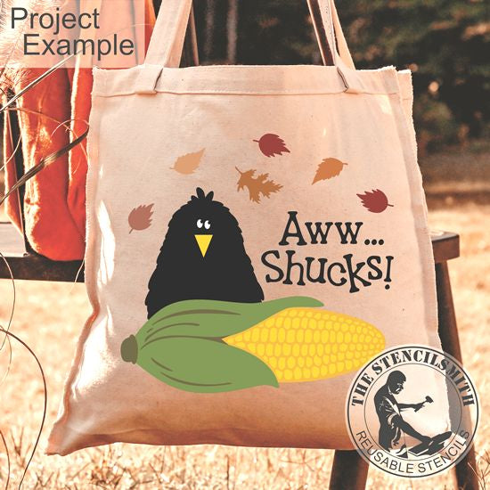 10143 Aww... Shucks! Crow Stencil - The Stencilsmith