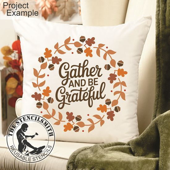 10146 Gather And Be Grateful Wreath Stencil - The Stencilsmith