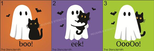 10162 Ghost And Cat Mini Stencils