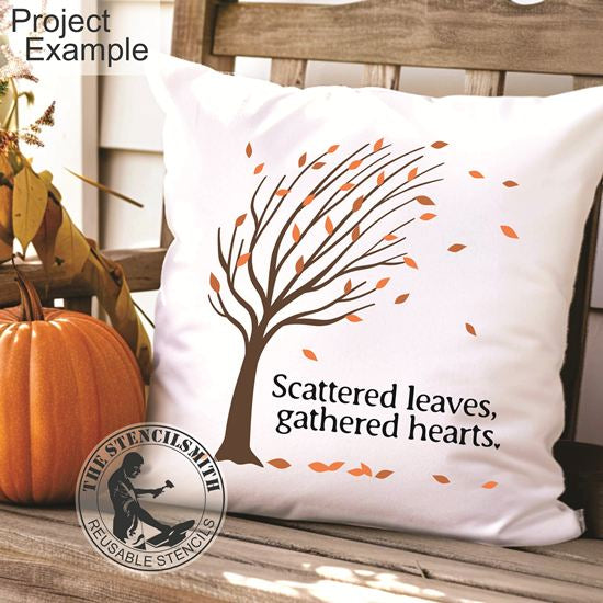 10170 Scattered Leaves Gathered Hearts Stencil - The Stencilsmith