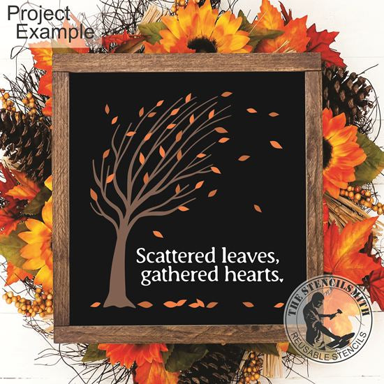 10170 Scattered Leaves Gathered Hearts Stencil - The Stencilsmith