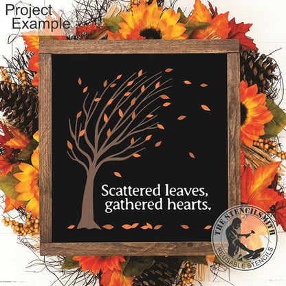 10170 Scattered Leaves Gathered Hearts Stencil - The Stencilsmith