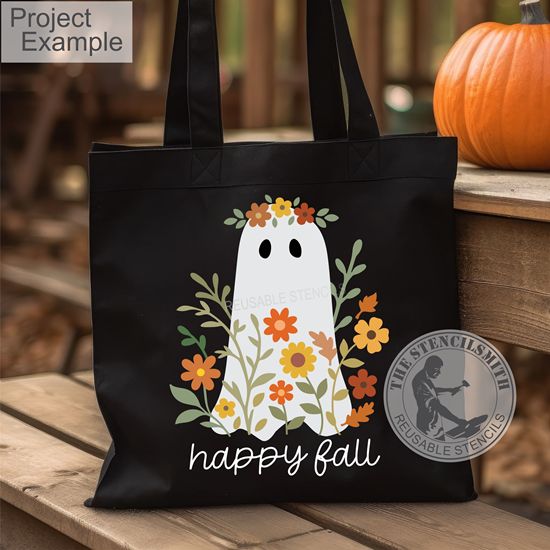 10182 Happy Fall Floral Ghost Stencil - The Stencilsmith