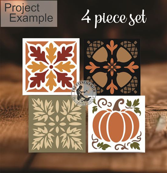10185 Fall Micro Mini Block 4pc Stencil Set